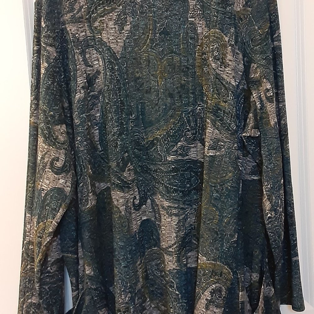 Susan Graver Weekend Printed Ribbed Knit Mock-Neck Tunic
